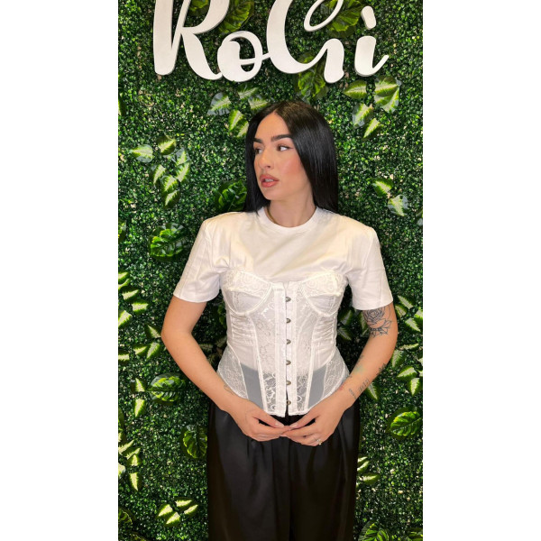 Corsetto Bianco con Gancetti e stringhe