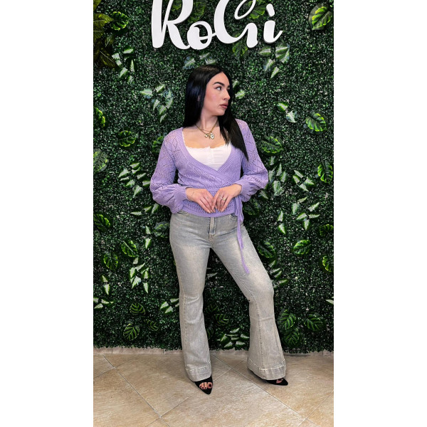 Jeans a Zampa High-Waist Lavaggio sabbiato