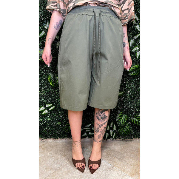 Bermuda Just West in Cotone con Coulisse verde militare