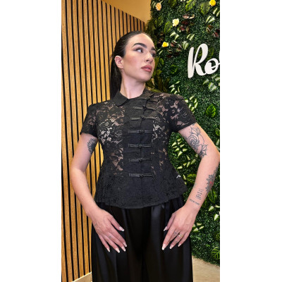 Camicia in Pizzo Nero Stile...
