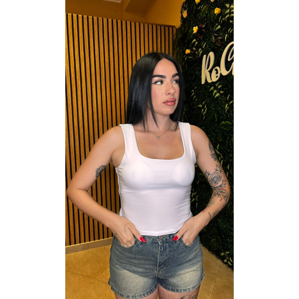Top Basic con Coppe Integrate bianco
