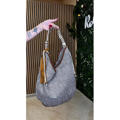 Borsa con nappine senape