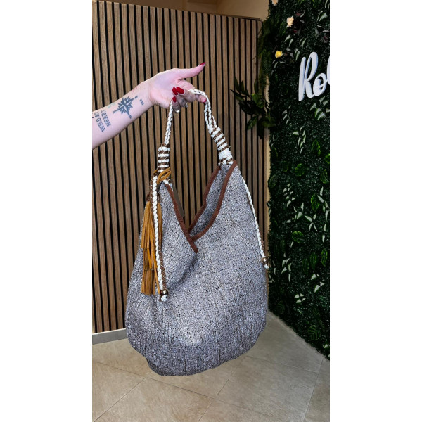 Borsa con nappine senape