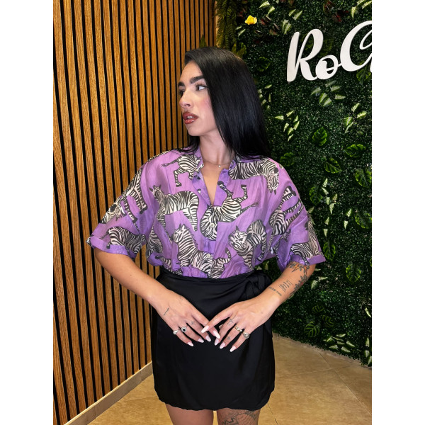 Camicia Fantasia "Savana Zebra" - Lilla e Nero