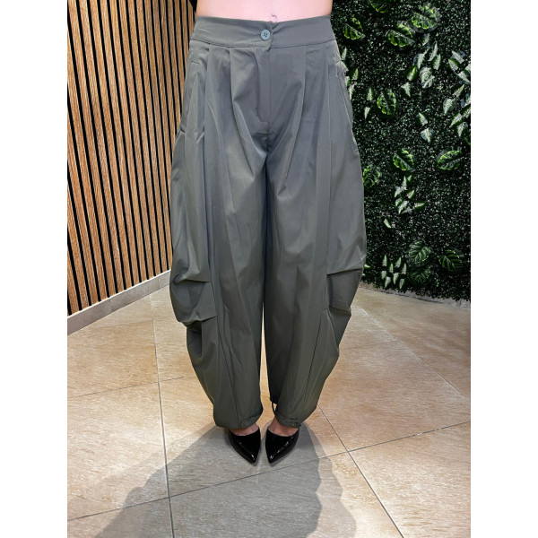 Pantaloni Cargo Balloon in Tessuto Leggero - Verde Militare