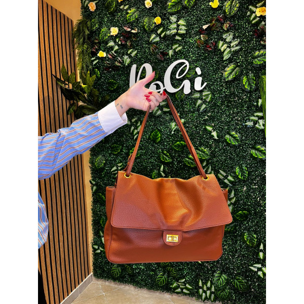 Borsa a Spalla in Eco-Pelle - Cuoio