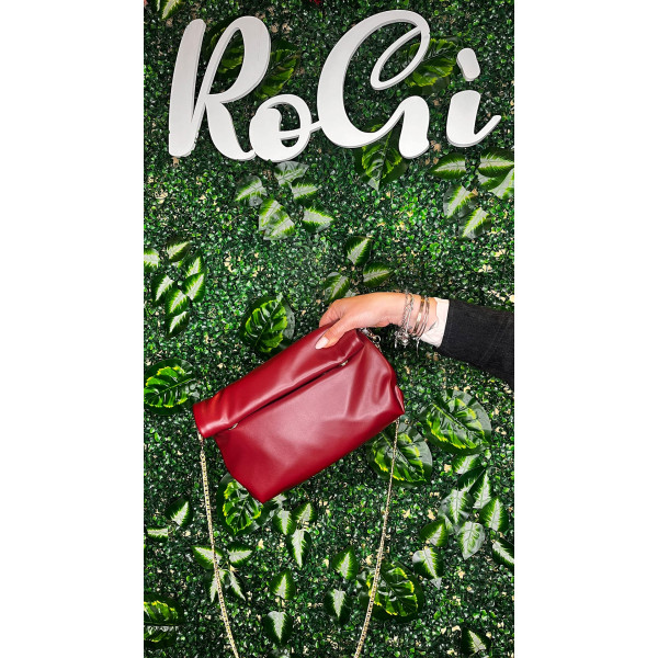 Borsa Clutch Morbida Bordeaux con Catena Oro