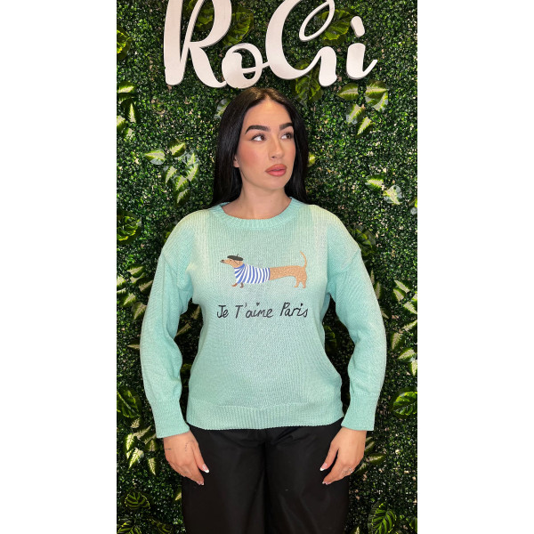 Maglia in Filo "Je T’aime Paris" – Mint Edition