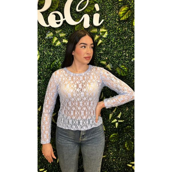 Maglia in Pizzo azzurro cielo taglia unica