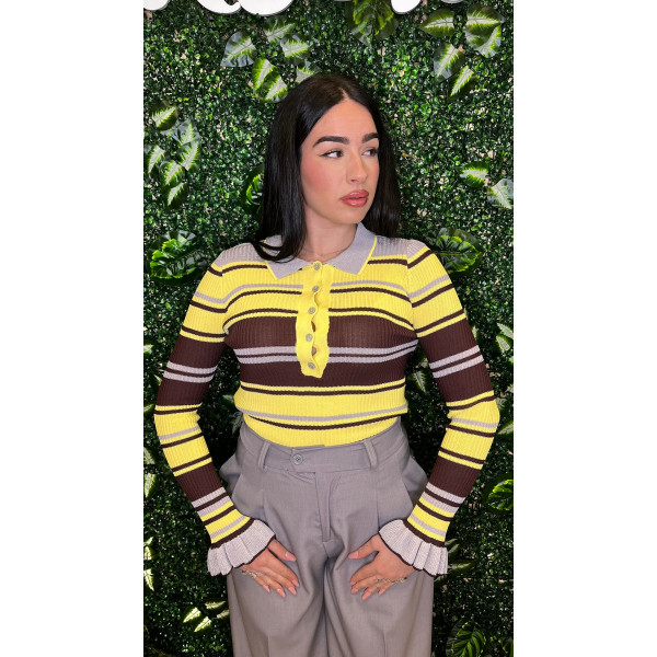 Polo a Righe Multicolore