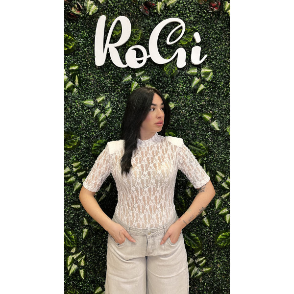 Body White Lace Couture – Body in Pizzo Bianco con Spalline Imbottite (Taglia Unica)