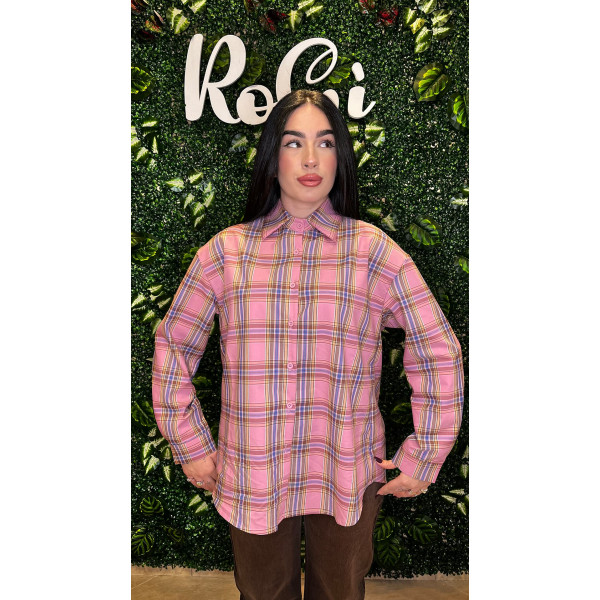 Camicia a Quadri Donna Rosa e Azzurra