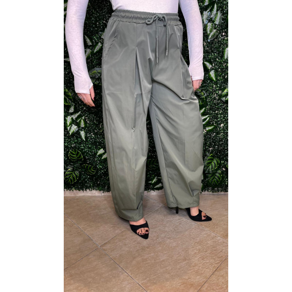 Pantalone Wide-Leg Tech-Chic - Verde Salvia